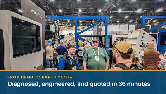 A parts quote in 36 minutes, and a jaw crusher meets granite